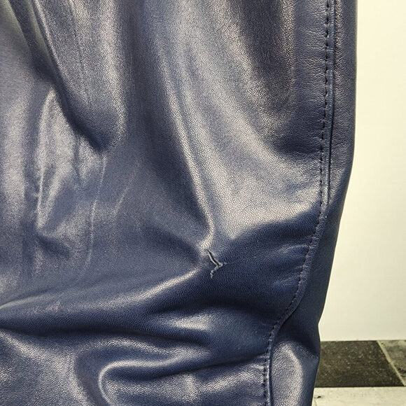 Vintage Di Capra Blue Leather Trouser Pants Size M/L - Picture 8 of 11